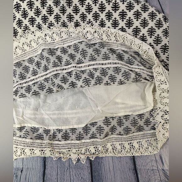 Old Navy Black Cream Embroidered Trim Tassel Tie Cotton Cowgirl Sun Dress XL - Picture 4 of 10